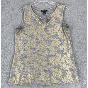 By Design Tank Top Women Size S Career Gray with Gold Embellished